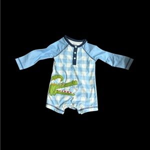 Mud Pie Blue and White Baby Romper